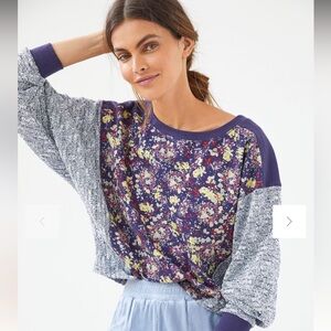 Daily Practice Anthropologie lightweight floral and heathered sleeved sweatshirt